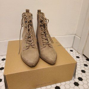 NWT Taupe Lace-Up Booties